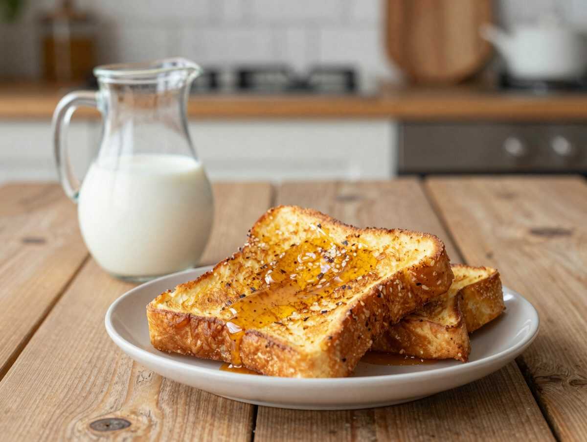 Milch-Honig-Arme Ritter – Vor dem Braten in Milch und Honig eingeweicht