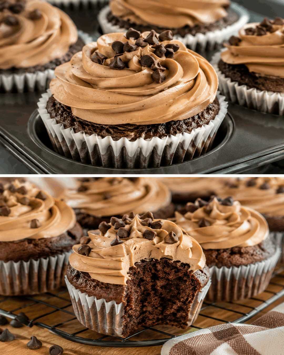 Die besten Dessert-Rezepte: Schokoladen-Cupcakes mit cremigem Schokoladen-Frosting