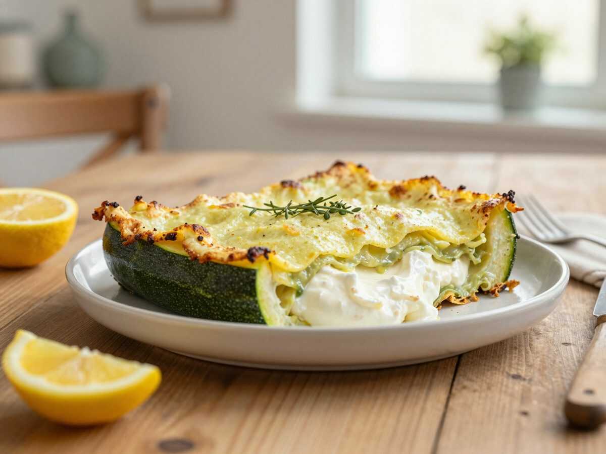 Cremige Zucchini-Lasagne mit Ricotta, Kräutern und Zitrone – herrlich leicht und unkompliziert