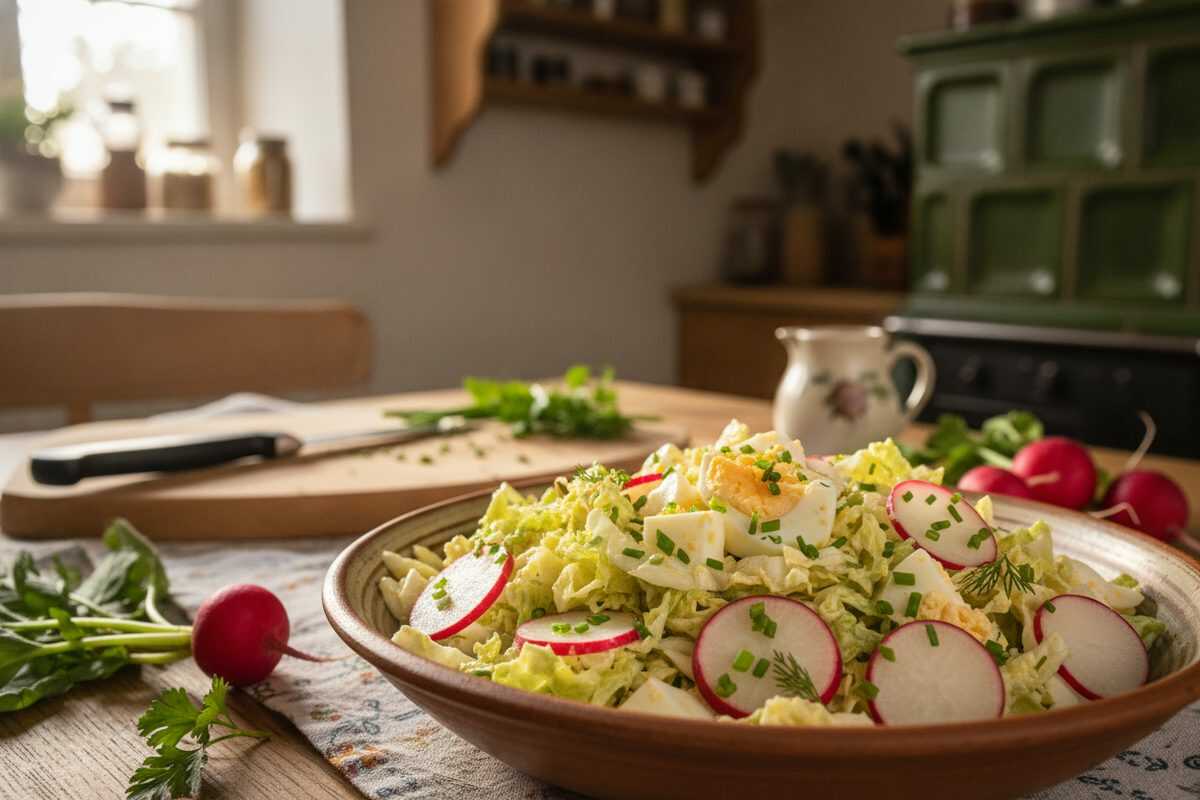 Cremiger Eier-Radieschen-Salat mit Chinakohl – Frisch, knackig und schnell gemacht
