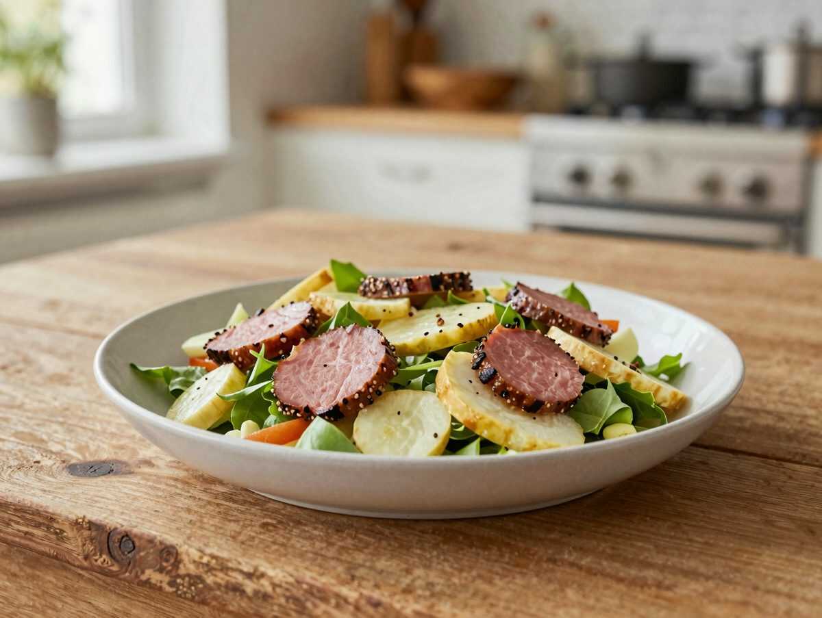 Cremiger Schinken-Gurken-Salat mit Mais – in 15 Minuten fertig und herrlich frisch
