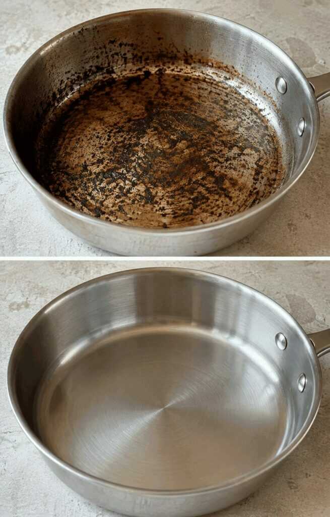 Salz mit Weißweinessig mischen: So reinigen Sie angebrannte Edelstahlpfannen gründlich und schonend