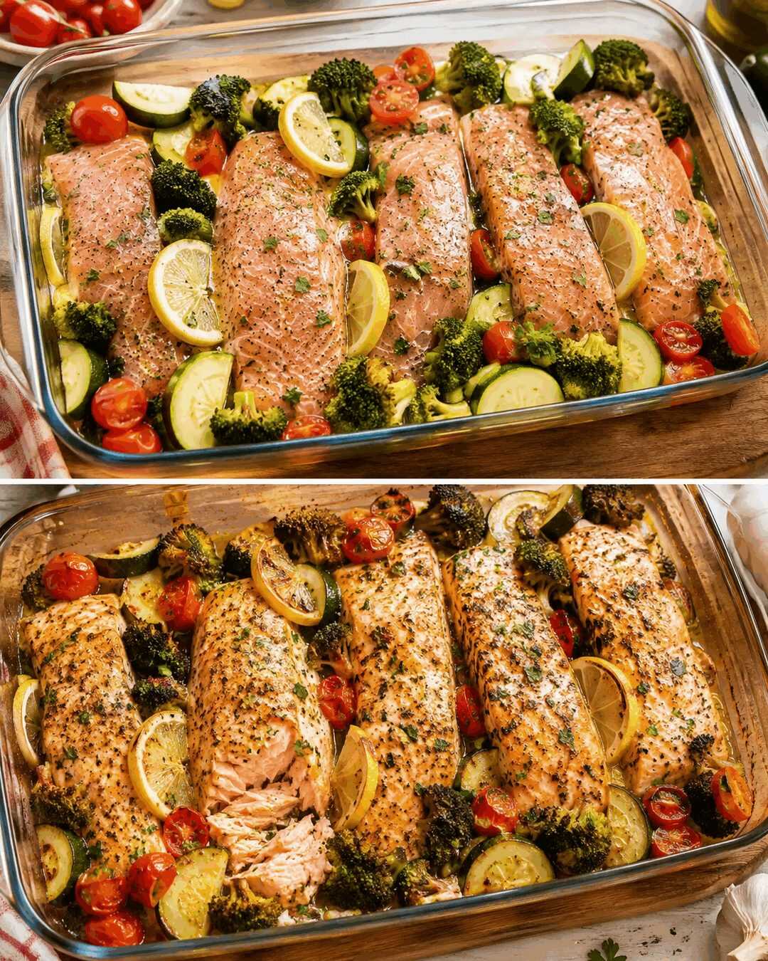 Saftiger Ofenlachs mit Gemüse – das einfache Familienrezept vom Blech