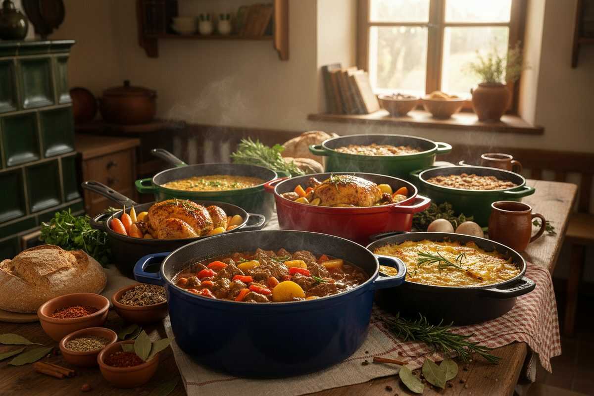 Dutch-Oven-Pizza mit Gemüse und knusprigem Boden im Gusseisentopf