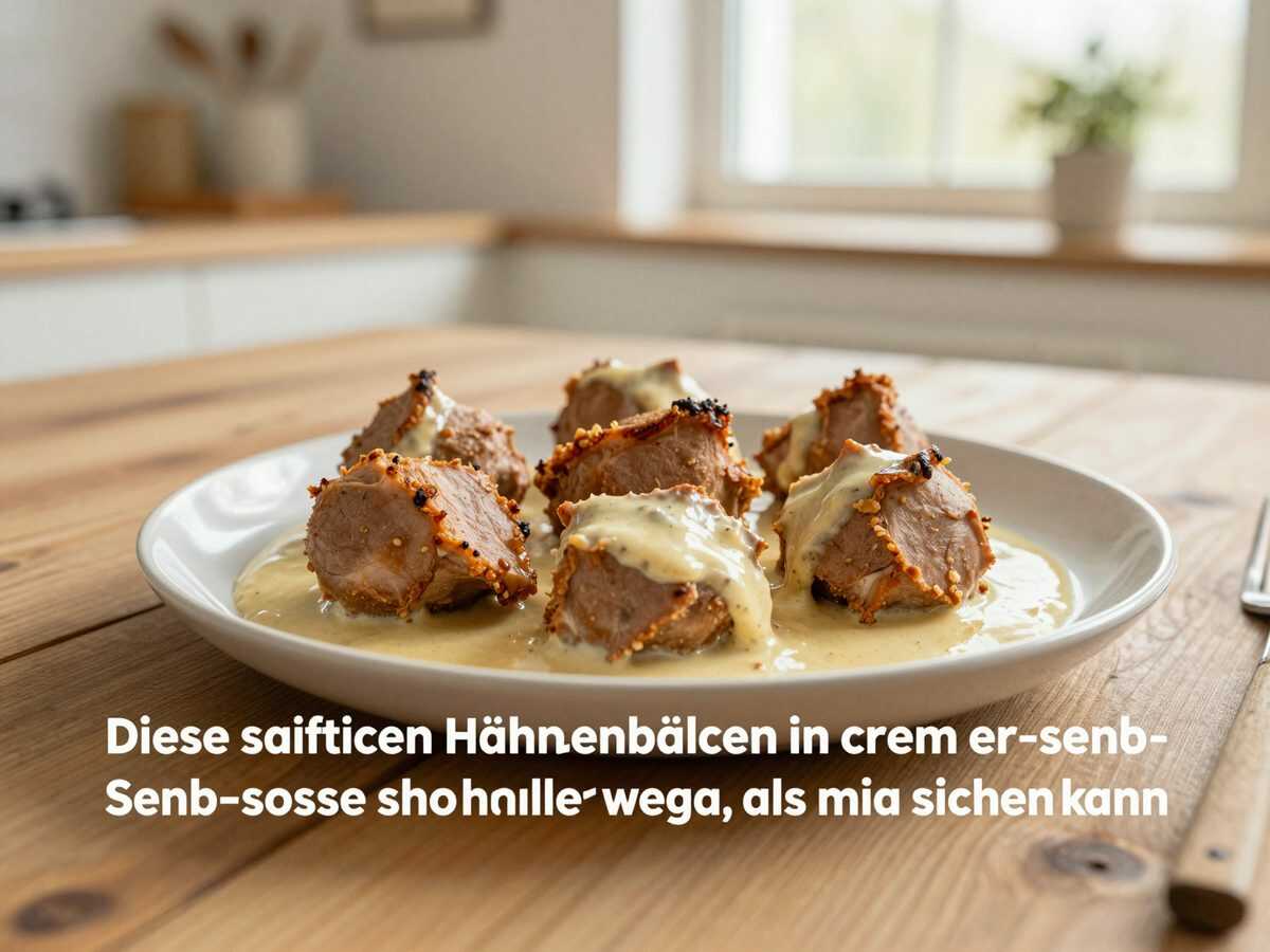 Diese saftigen Hähnchenbällchen in cremiger Senfsoße sind schneller weg, als man schauen kann