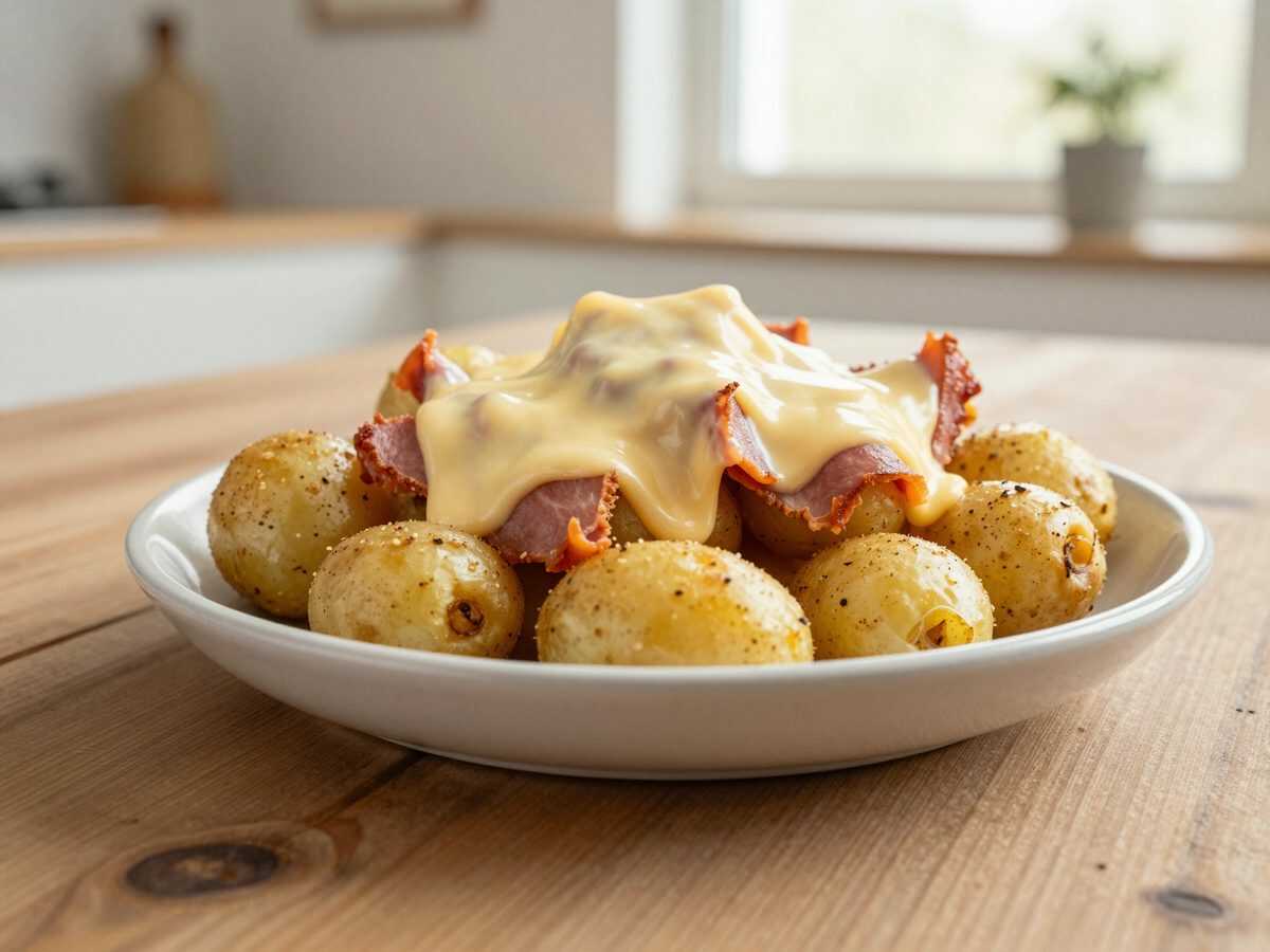Diese überbackenen Ofenkartoffeln mit Schinken und Käse sind so cremig, dass garantiert keiner bei einer bleibt