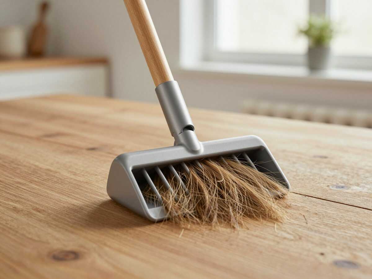Dieser einfache Besen-Trick löst Haare und Staub aus den Borsten – ohne mühsames Zupfen