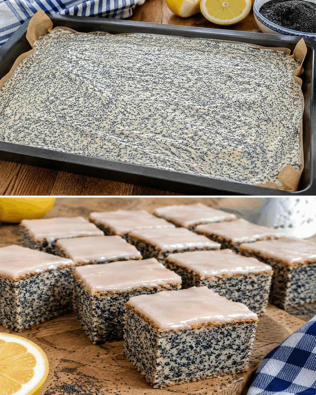 Super leckerer Mohnkuchen mit Zitronenglasur