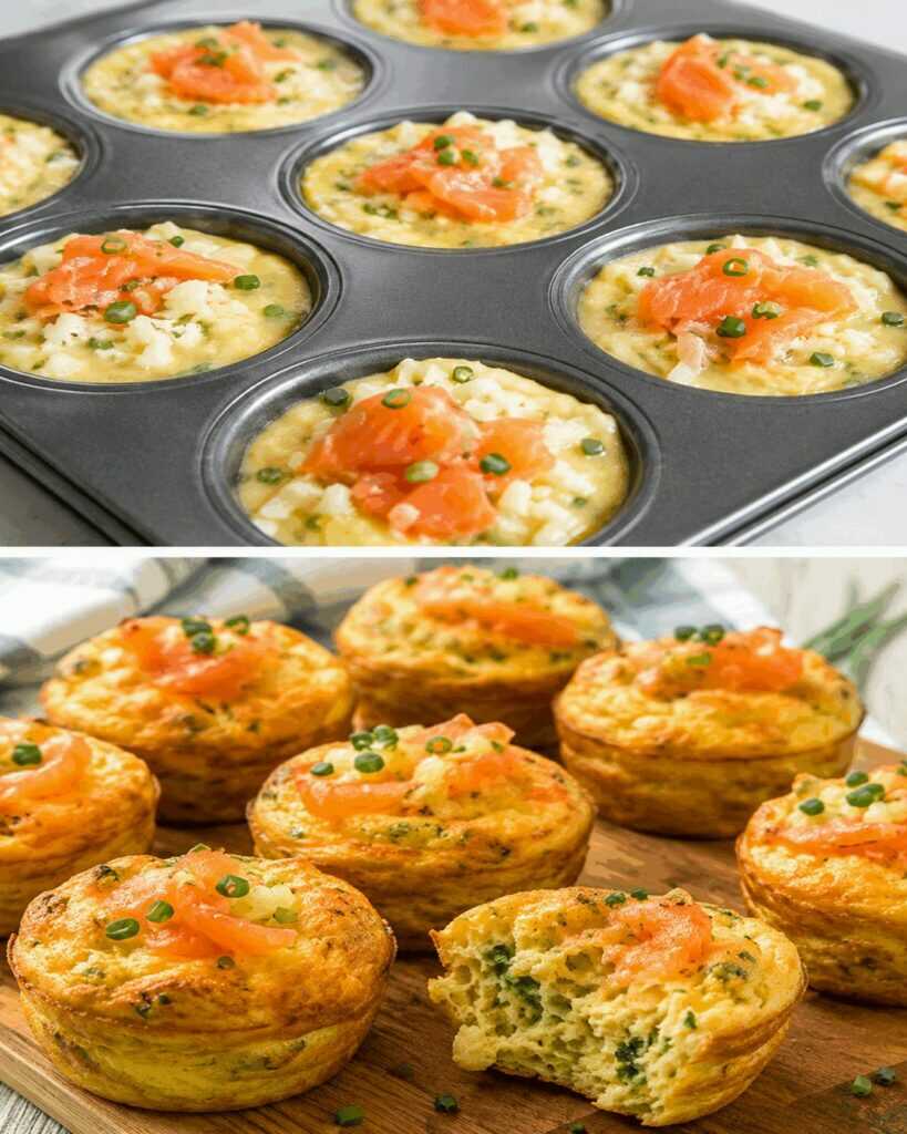Herzhafte Lachs-Eier-Muffins mit Frühlingszwiebeln