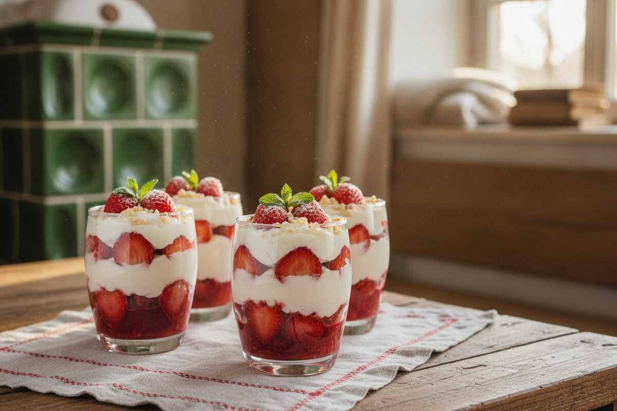 Erdbeer-Quark-Dessert