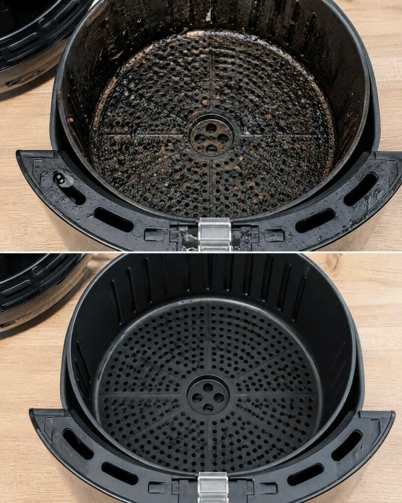 Heißluftfritteuse mit eingebranntem Fett reinigen: So wird sie wieder richtig sauber
