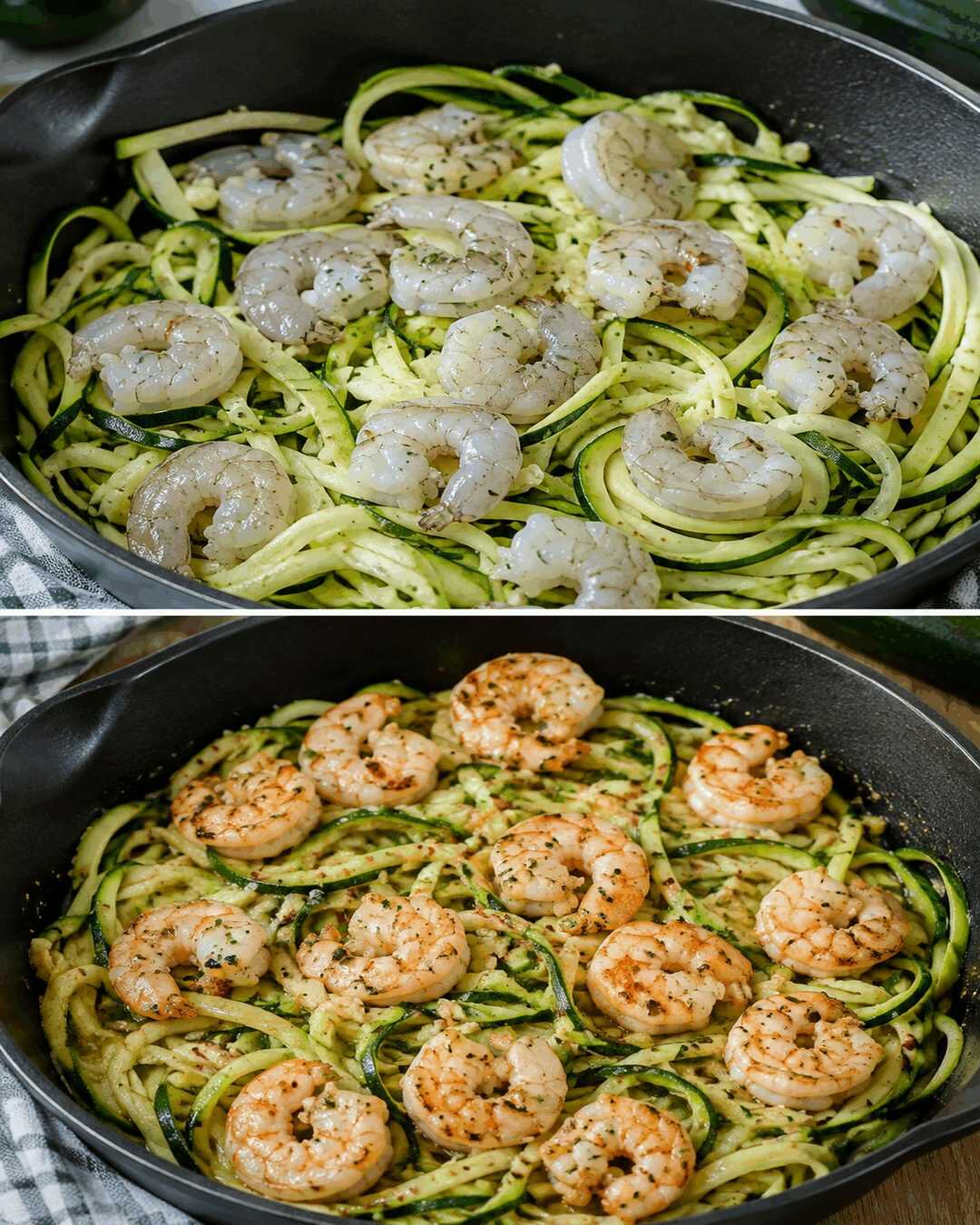 Zucchini-Nudeln mit Garnelen