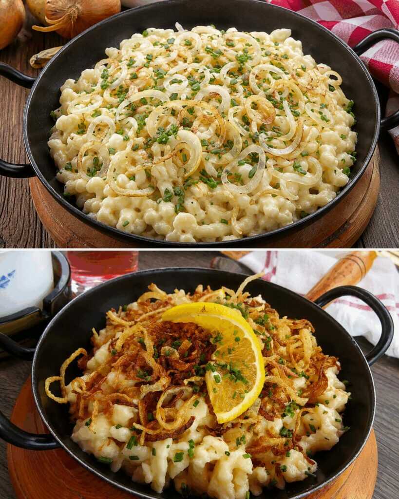 Allgäuer Käsespätzle mit knusprigen Röstzwiebeln