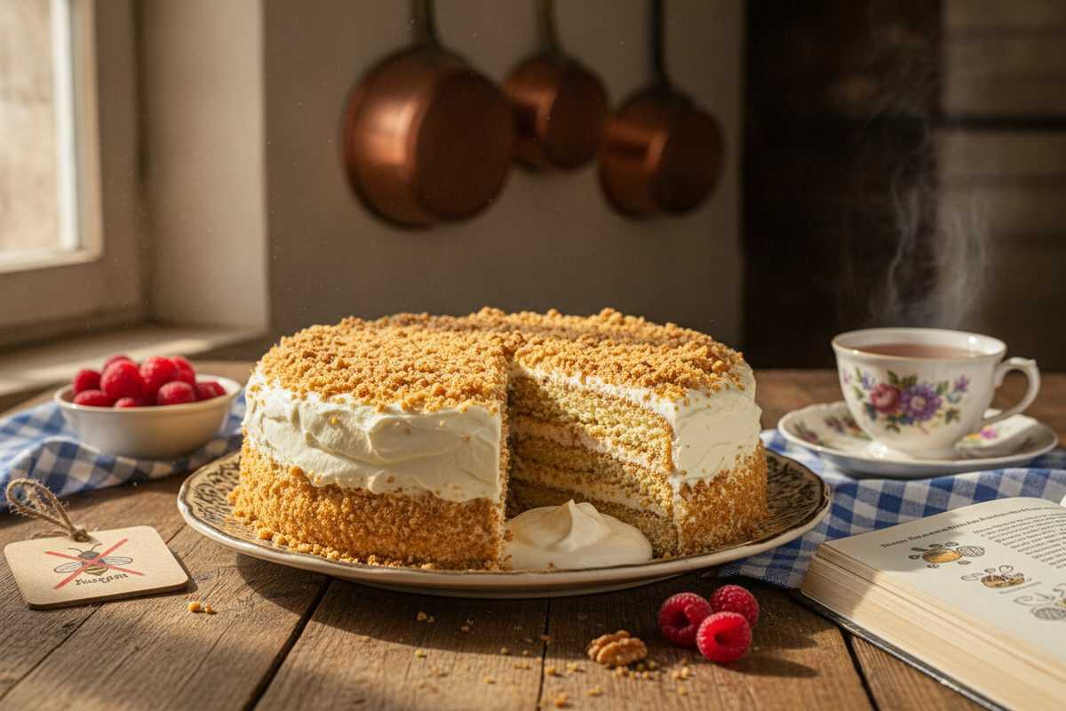 Fantastische Marlenka Honigtorte mit Saurer-Sahne-Creme - ohne mühsames Ausrollen
