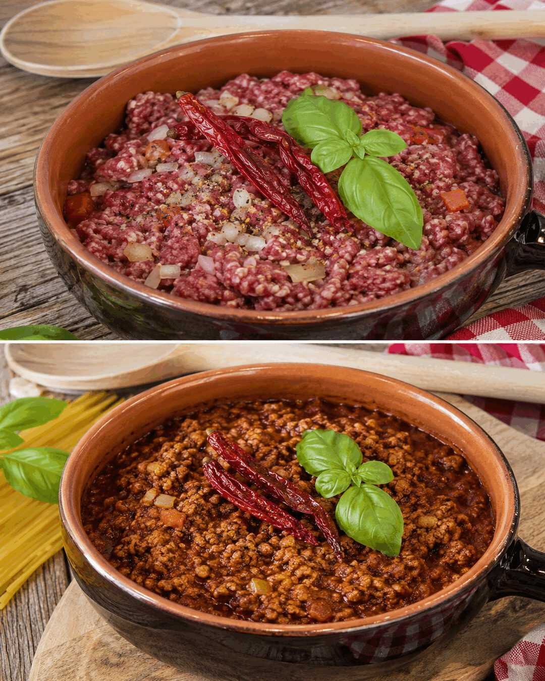 Hackfleisch Gerichte Rezepte – Herzhafte Rinderhackfleisch-Pfanne in Tomatensauce