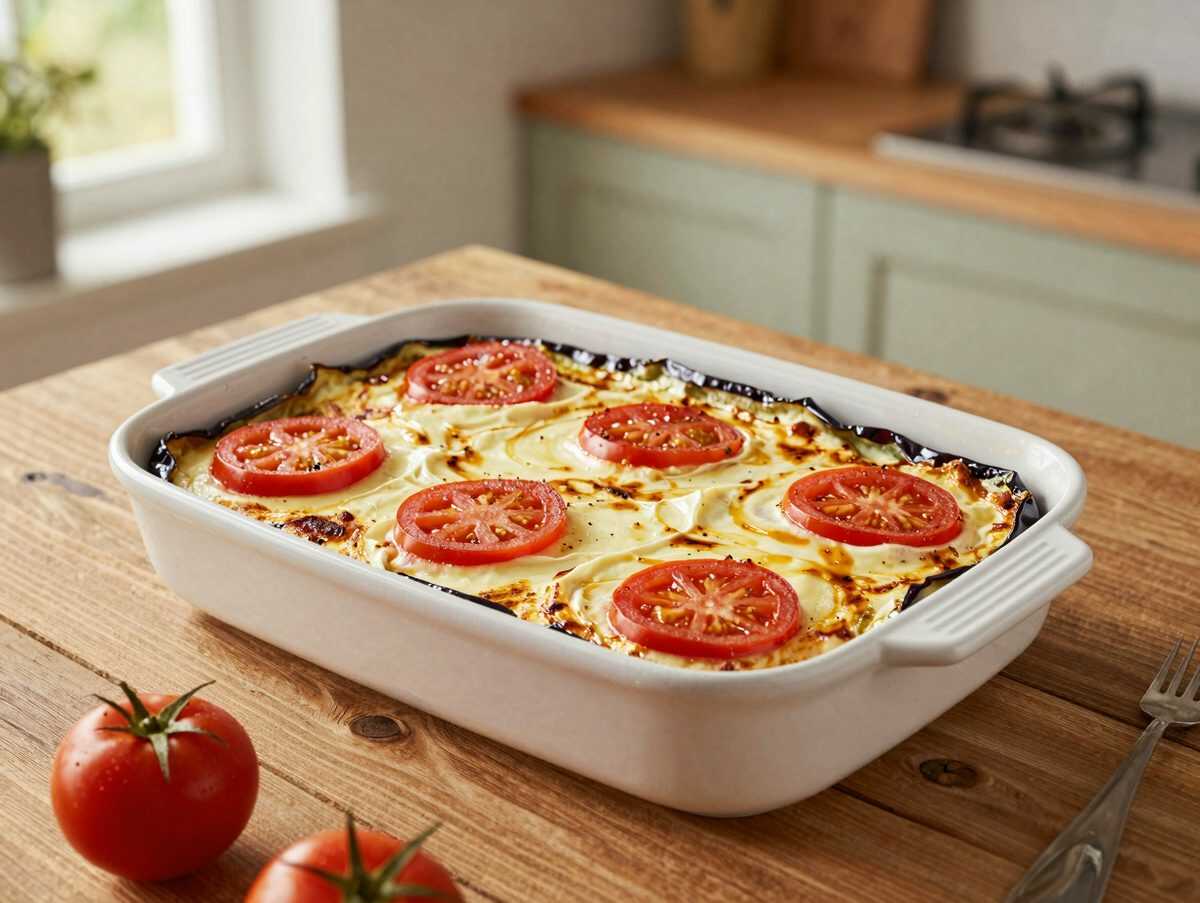 Gefächerte Auberginen aus dem Ofen – mit Tomaten und goldbrauner Mozzarella-Kruste