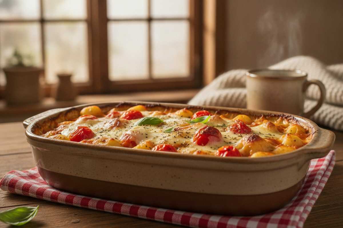 Gnocchi-Auflauf mit Tomaten und Mozzarella
