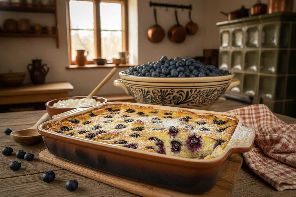 Heidelbeer-Auflauf mit Quark – ein bewährtes Rezept. Ohne Reis, aber köstlich