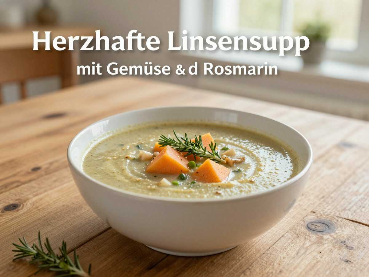 Herzhafte Linsensuppe mit Gemüse und Rosmarin