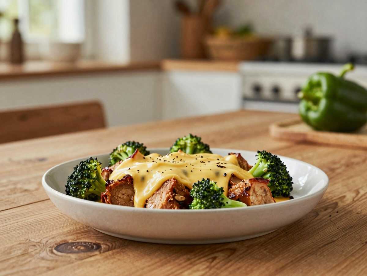 Herzhafter Brokkoli-Schinken-Auflauf mit Käse und Paprika