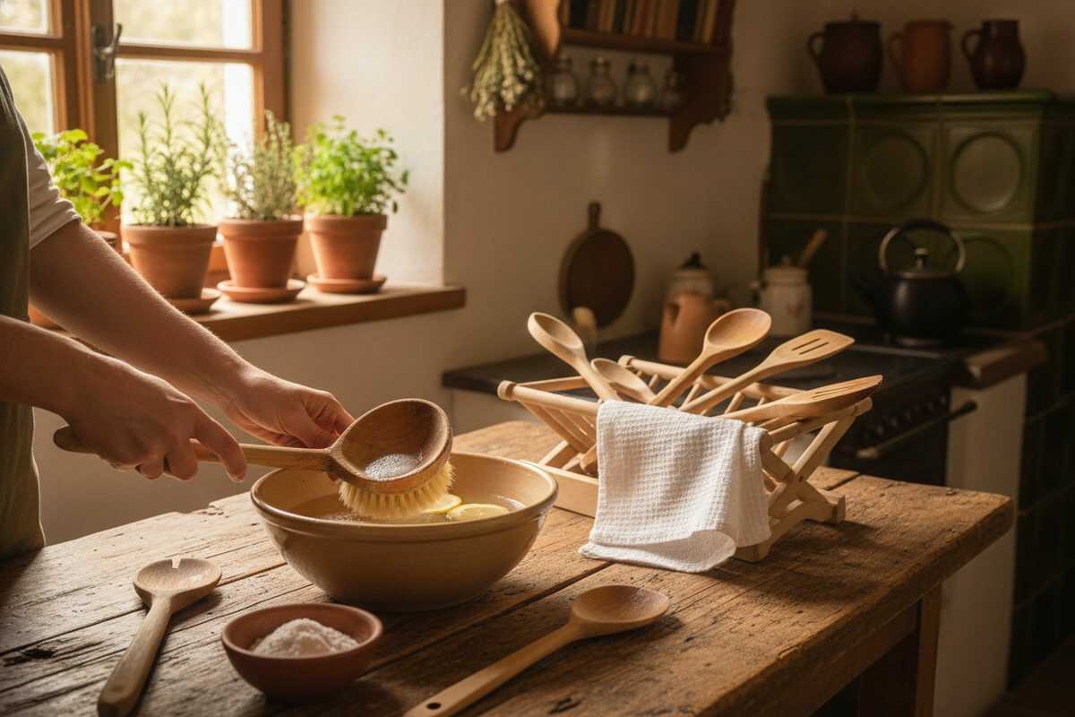 Holzlöffel richtig reinigen: So entfernen Sie Gerüche, Fett und Rückstände schonend