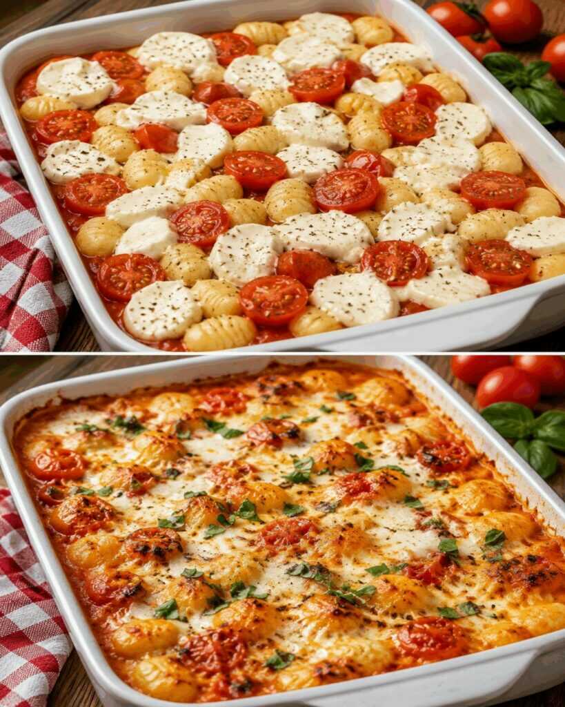 Gnocchi-Auflauf mit Tomaten und Mozzarella