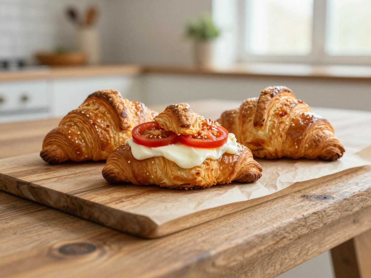 Knusprige Caprese-Pesto-Croissants mit Tomate und Mozzarella