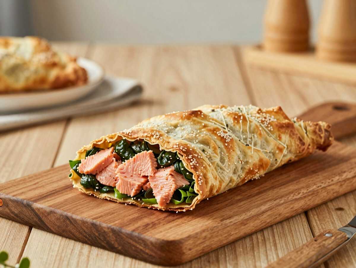 Knuspriger Lachs-Spinat-Strudel in Blätterteig – cremig gefüllt und herrlich saftig