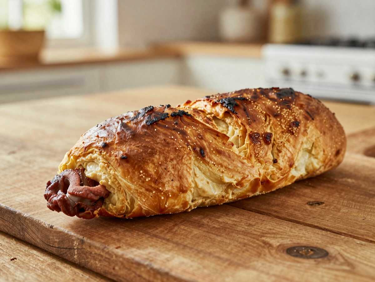 Knuspriger Schinken-Käse-Blätterteig: außen goldbraun, innen herrlich cremig