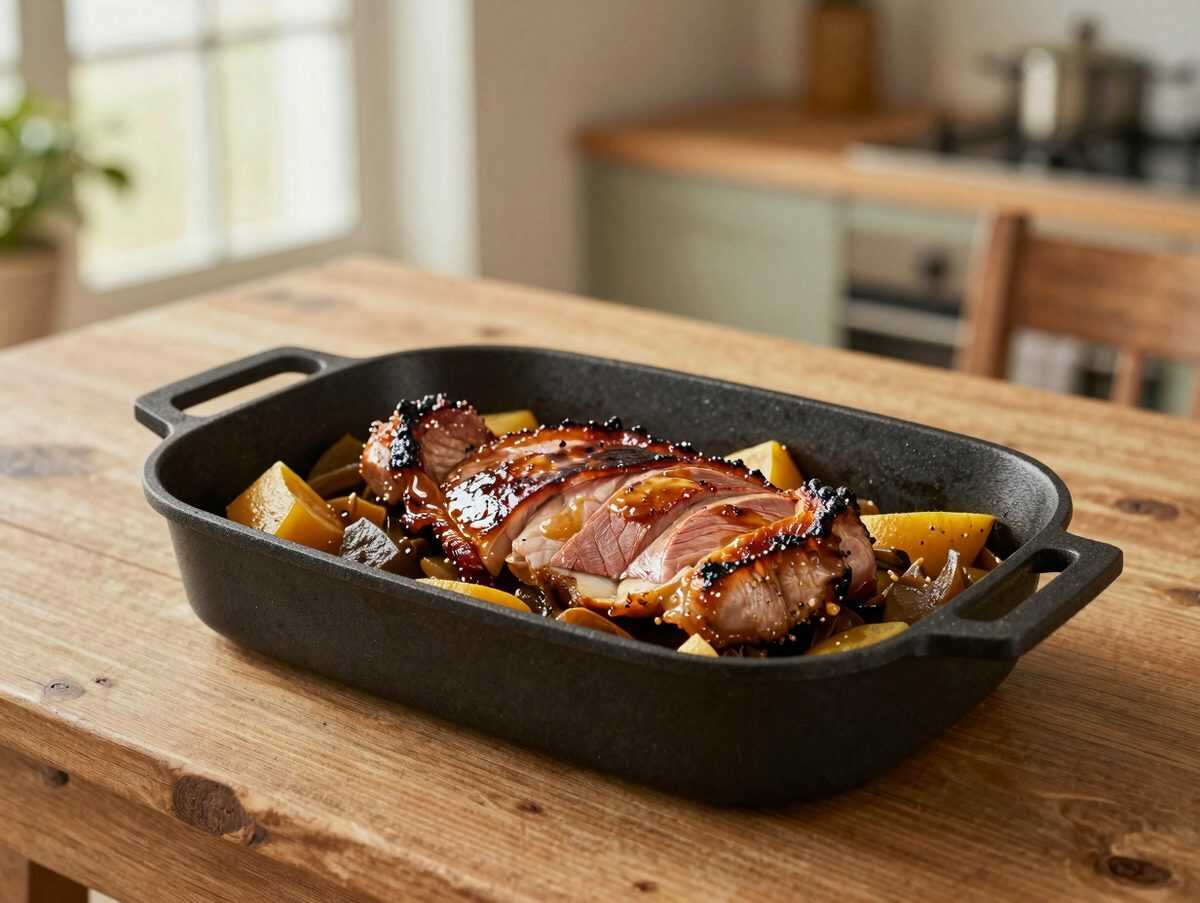 Knuspriger Schweinebraten aus dem Ofen – saftig, goldbraun und mit herzhaftem Ofengemüse