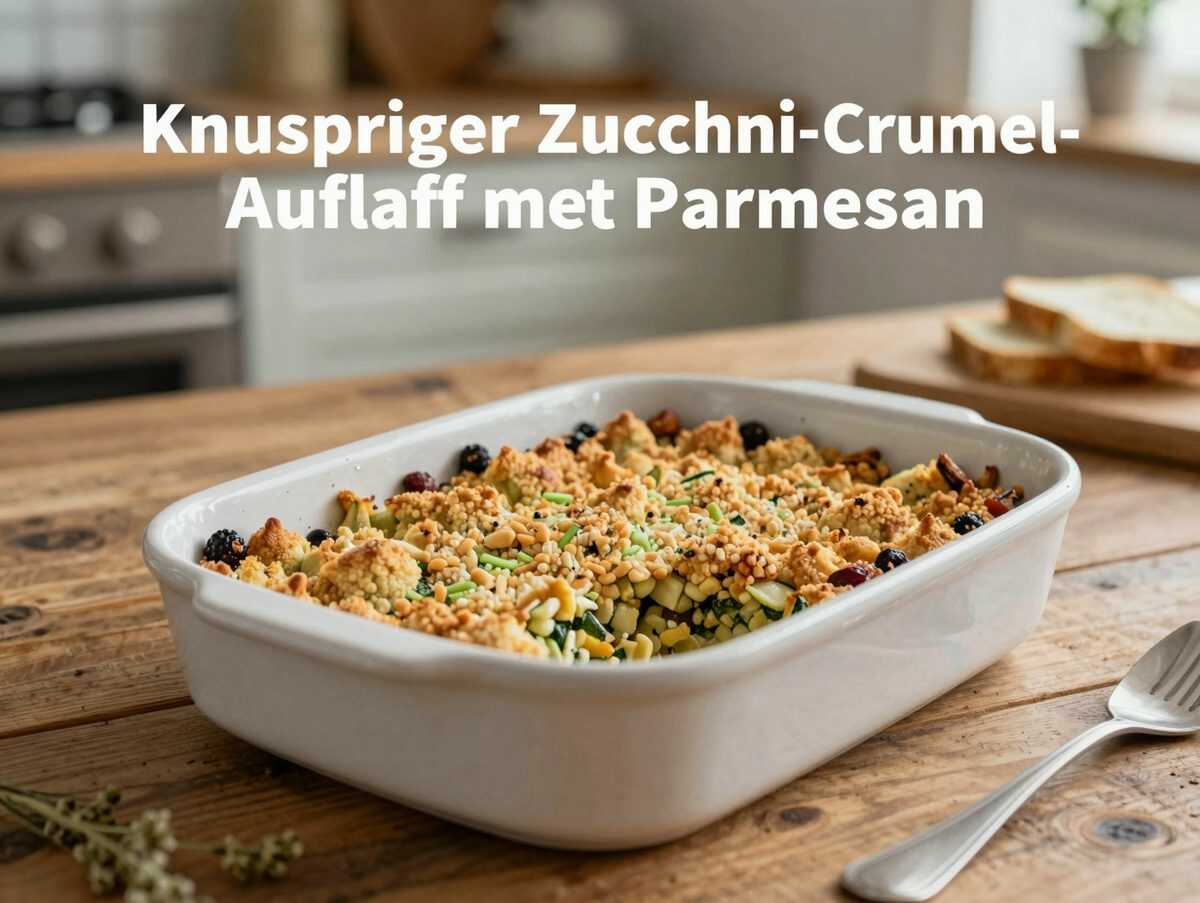 Knuspriger Zucchini-Crumble-Auflauf mit Parmesan
