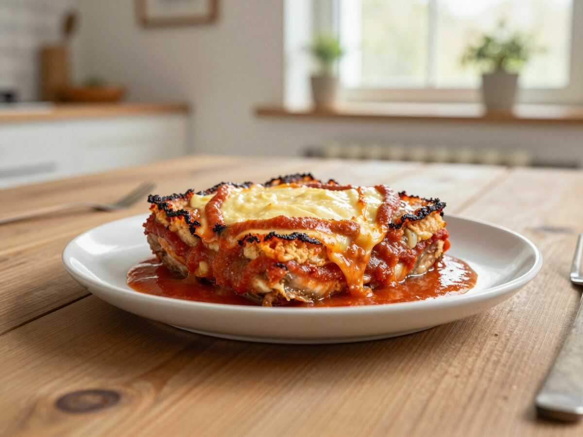 Knuspriges Hähnchen Parmigiana mit Tomatensauce und Mozzarella