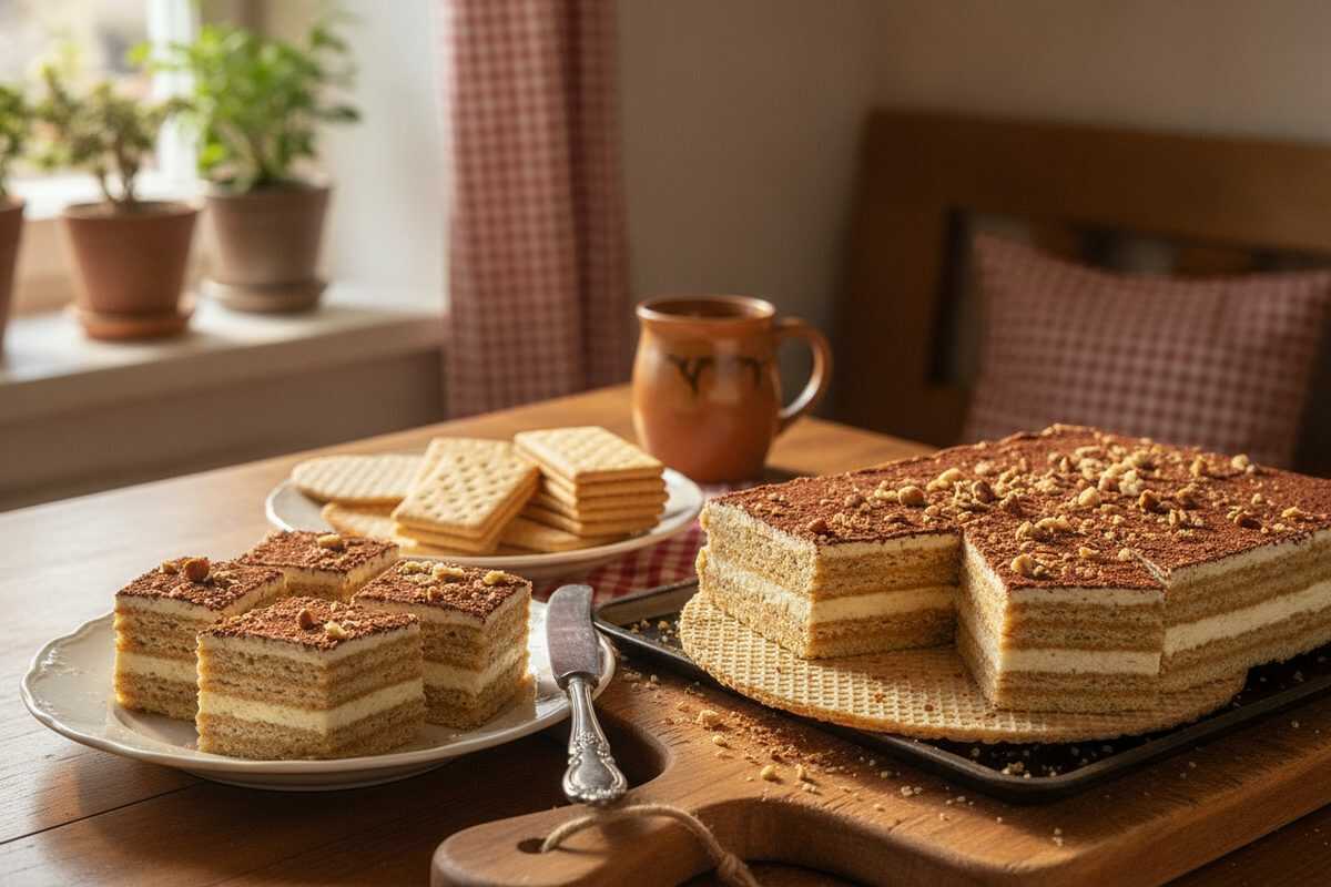 Köstliche No-Bake Schnitte mit Butterkeksen und Oblaten – Einfach und Lecker!