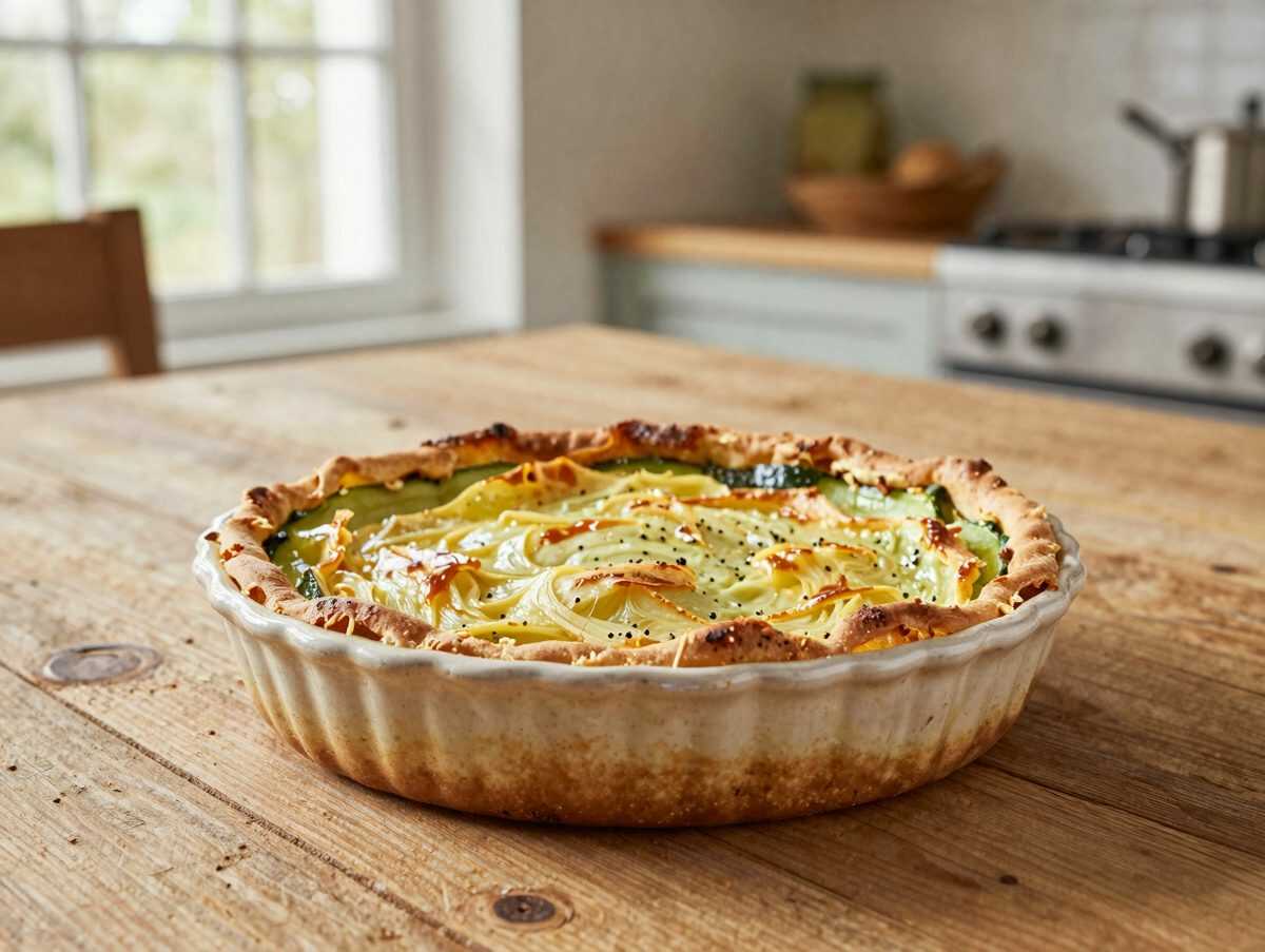 Leichter Zucchini-Joghurt-Auflauf mit goldener Käsekruste