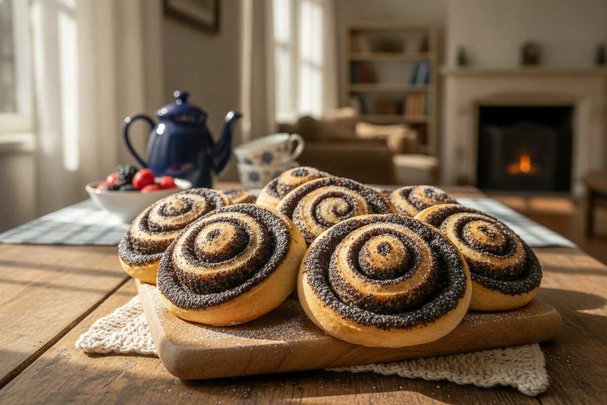 Mohnschnecken aus Hefeteig mit saftiger Mohnfüllung