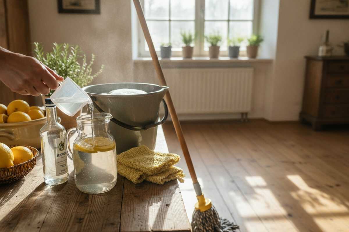 Natürlich duftende Böden reinigen – Eine einfache Wischlösung mit Zitrone und Essig richtig anwenden