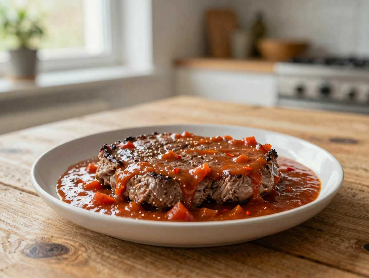 Saftige Hacksteaks provenzalischer Art in würziger Tomatensauce