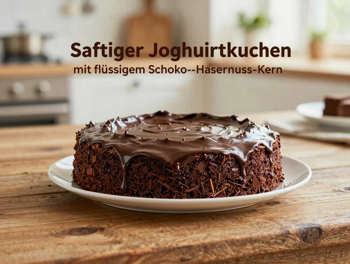 Saftiger Joghurtkuchen mit flüssigem Schoko-Haselnuss-Kern