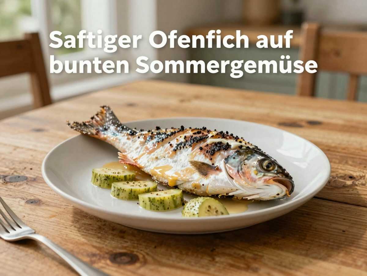 Saftiger Ofenfisch auf buntem Sommergemüse – dieses einfache Familiengericht macht sofort Appetit