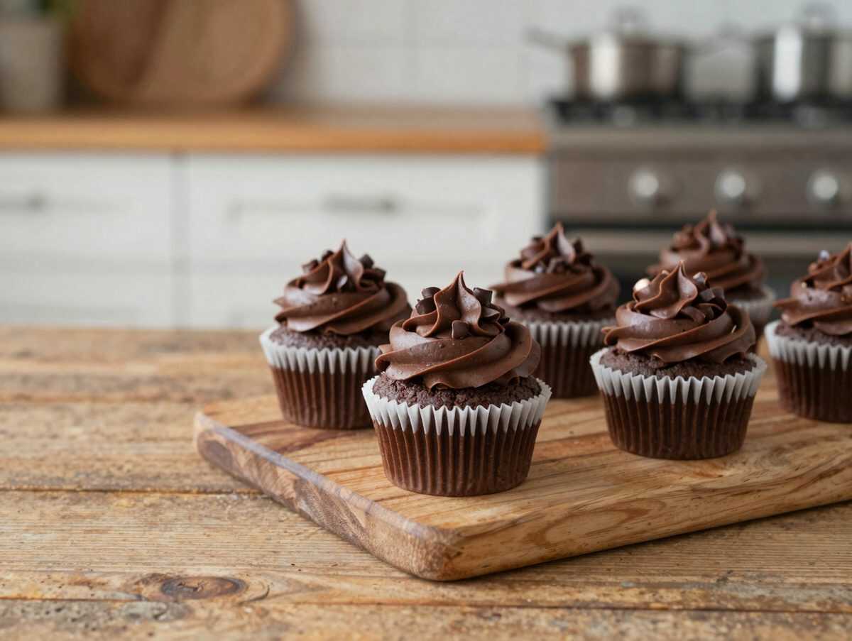 Schokoladen-Cupcakes mit cremiger Schokoladenglasur