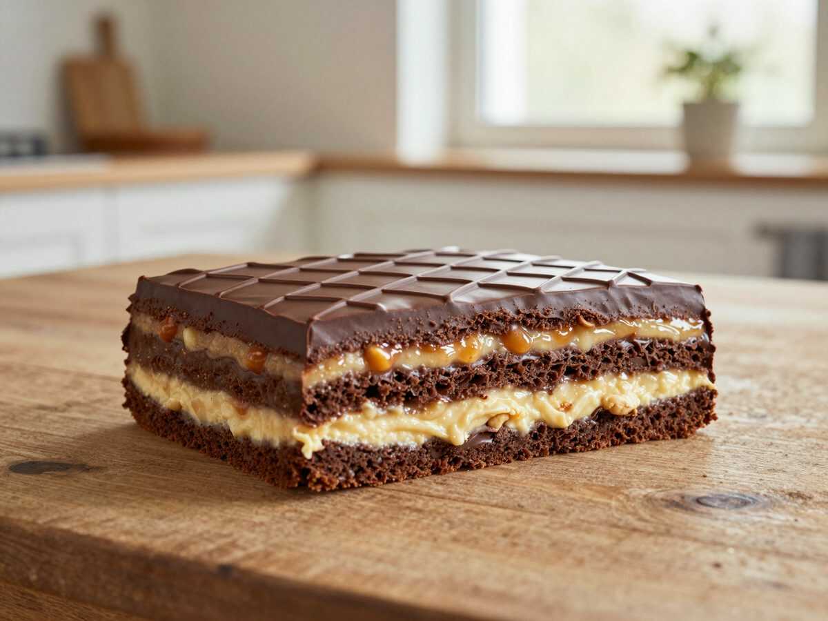 Snickers-XXL-Torte ohne Backen – Schokolade, Erdnusscreme und Karamell in jeder Schicht