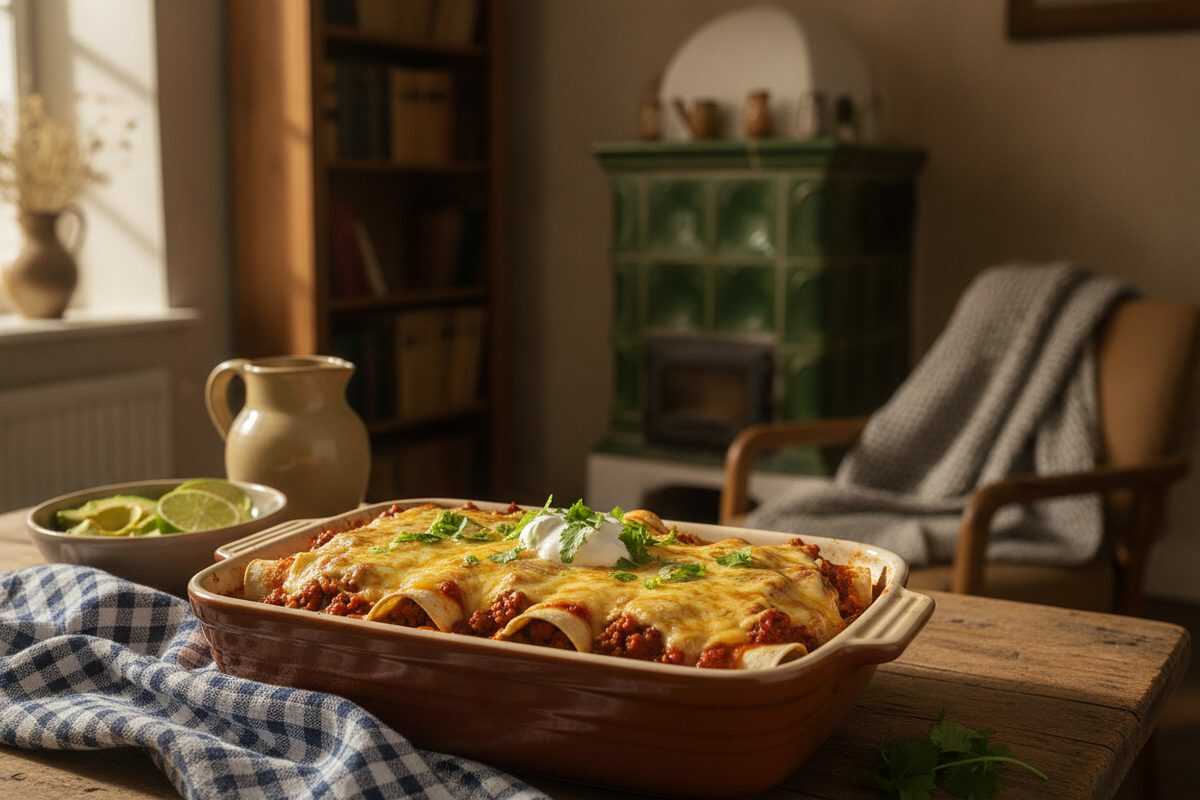 Überbackene Enchiladas mit Hackfleisch