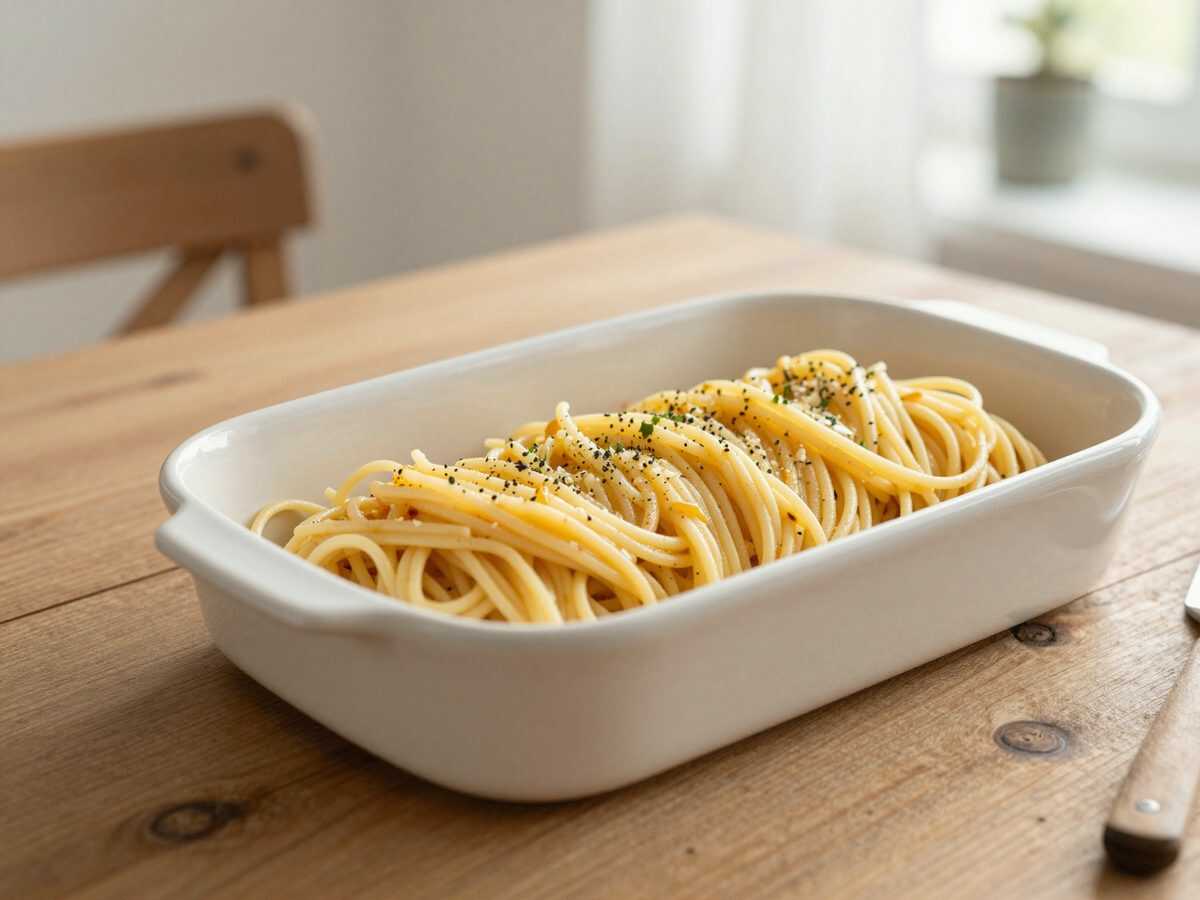 Überbackene Spaghetti aus dem Ofen – dieser goldbraune Nudelauflauf macht die ganze Familie glücklich