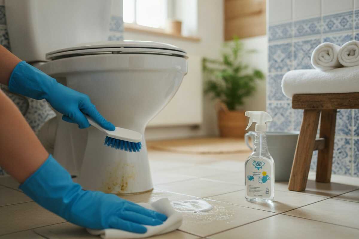 Vergilbte und verschmutzte Ränder am WC reinigen: So wird der Bereich am Toilettenfuß wieder sauber