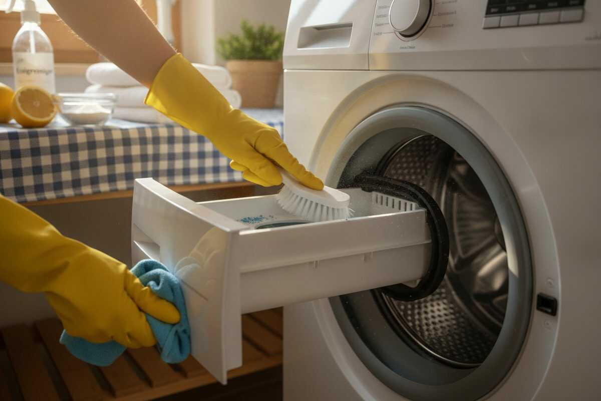 Trommel und Bottich der Waschmaschine mit heißem Leerwaschgang und Sauerstoffbleiche reinigen