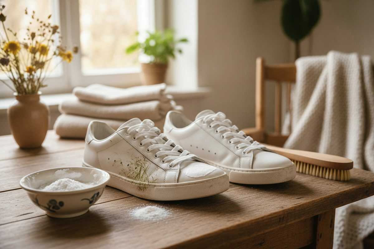 Weiße Sneaker wieder strahlend sauber: Mit Natron und Wasserstoffperoxid Flecken schonend entfernen
