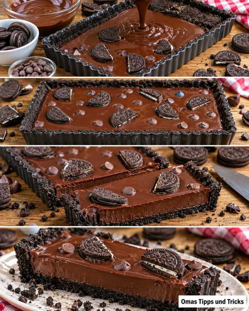 Oreo-Schoko-Tarte ohne Backen – extra cremig mit knusprigem Keksboden