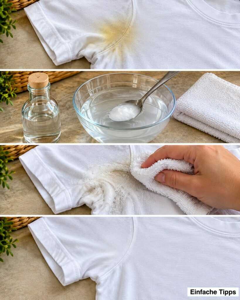 Gelbe Deo-Flecken aus weißen T-Shirts entfernen: So wird der Achselbereich wieder sauber