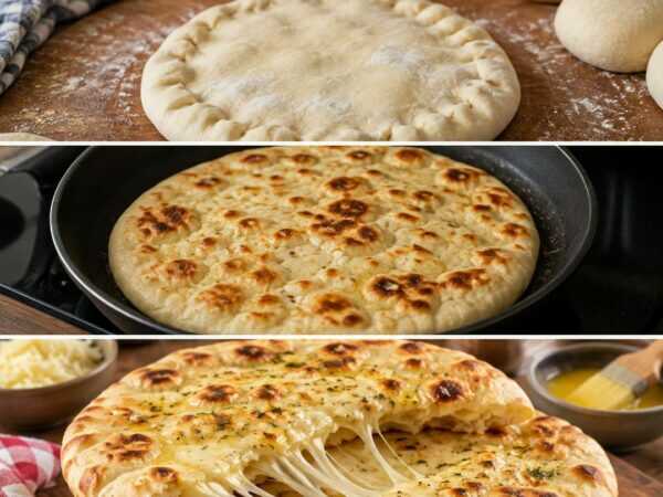 Schnelle Käse-Naan aus der Pfanne – herrlich weich mit extra viel geschmolzenem Käse