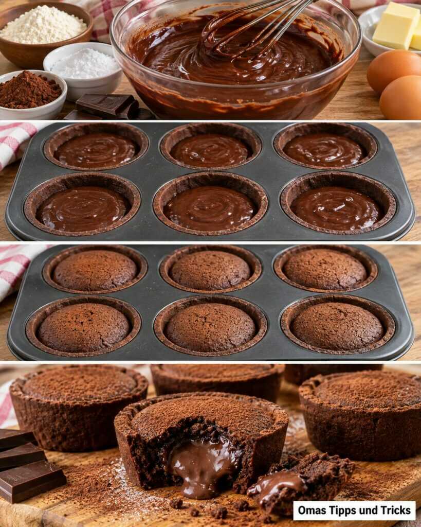 Schoko-Tartelettes mit flüssigem Kern – außen knusprig, innen unwiderstehlich cremig